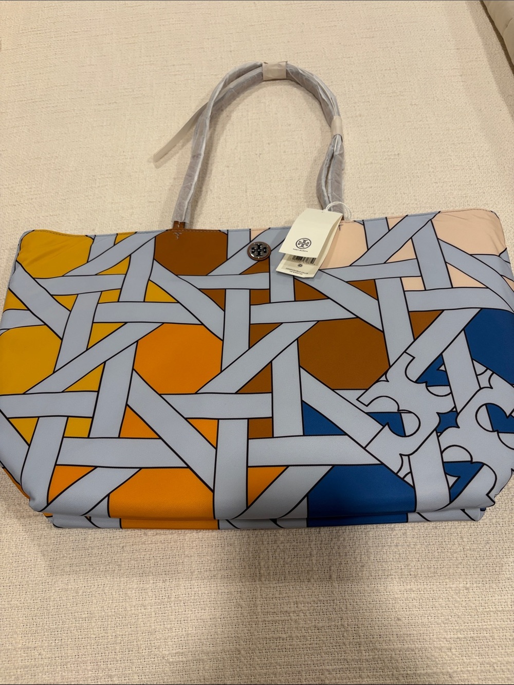 Brand New Tory Burch Geometric Multicolor Tote